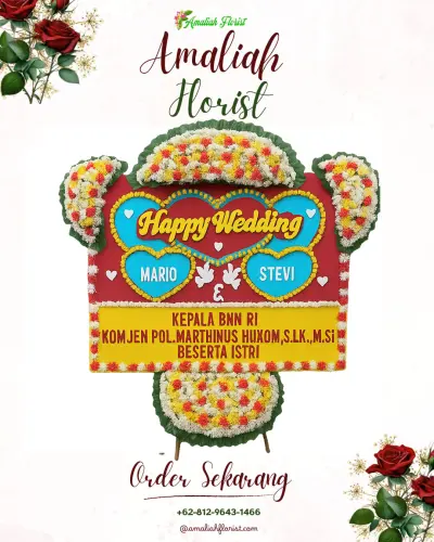 Karangan Papan Bunga Pernikahan di Morobongo